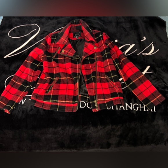 FOREVER 21 red and black plaid blazer jacket ❤️🖤 - Picture 1 of 8